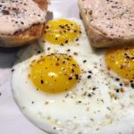 Three perfectly fried eggs