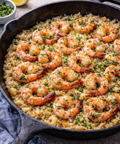 Garlic Butter Shrimp and Rice Skillet
